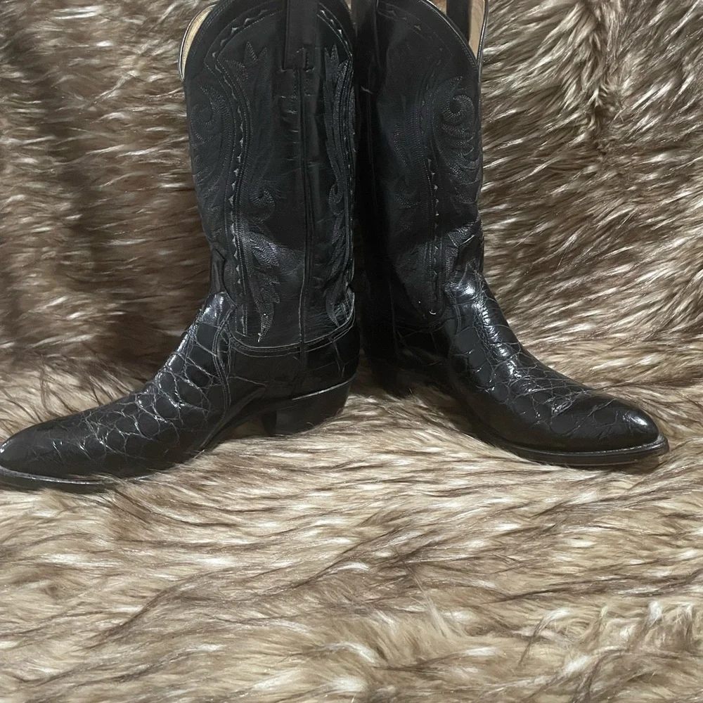 Vintage Dan Post Black Cowboy Boots - Picture 2 of 8